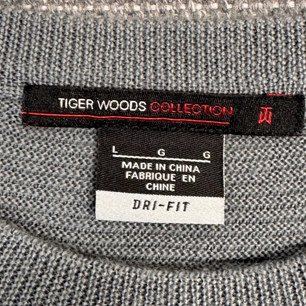 Nike Tiger Woods Collection Dri-FIT Grey Ribbed Knit Golf Sweater‎ Mens Large